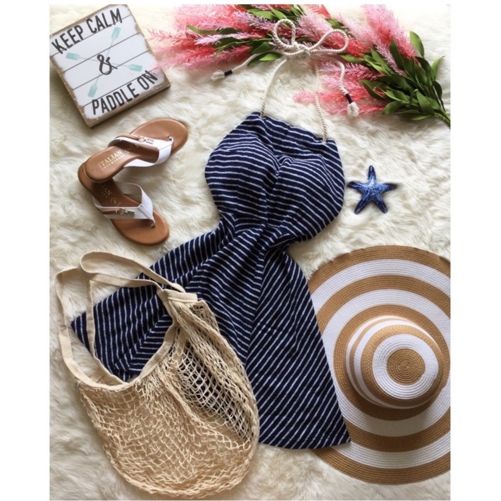 Zara Seaside Darling Sundress Blue Sailor Sz S Beach